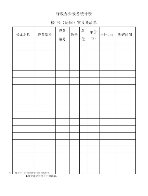 行政办公设备统计表