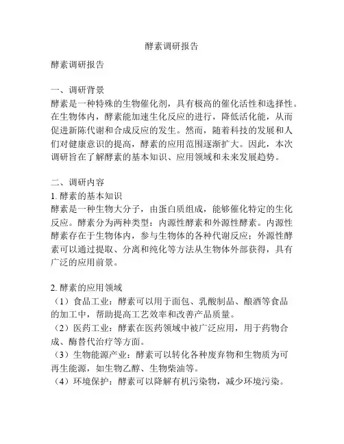酵素调研报告
