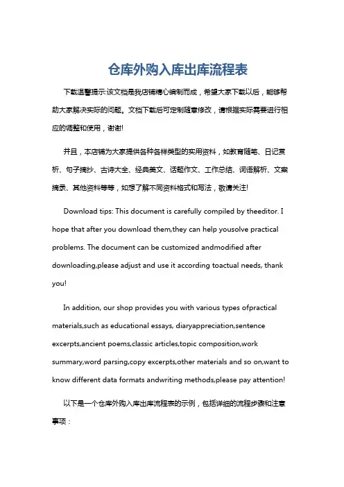 仓库外购入库出库流程表