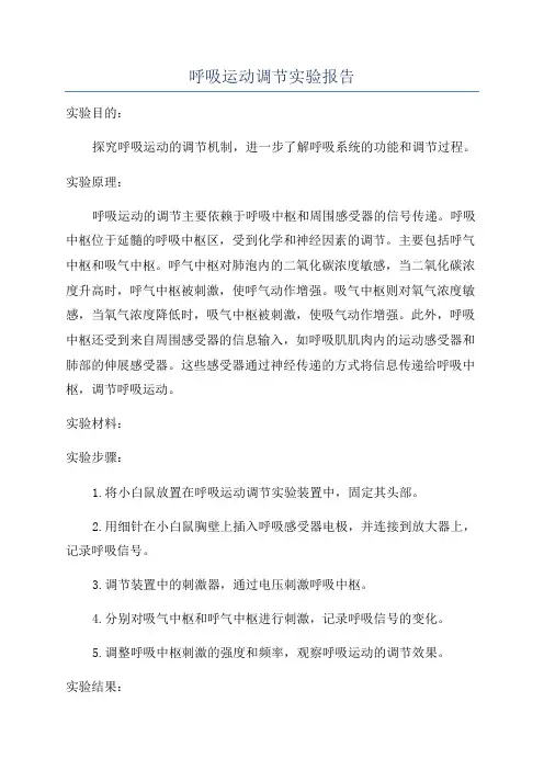 呼吸运动调节实验报告