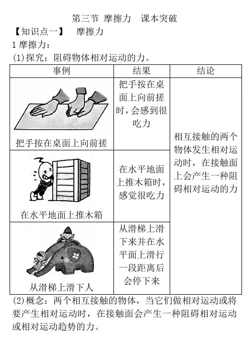 备战中考 物理力学题库 第八章 运动和力 第三节 摩擦力   课本突破