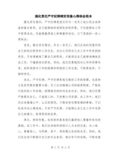 强化责任严守纪律树好形象心得体会范本