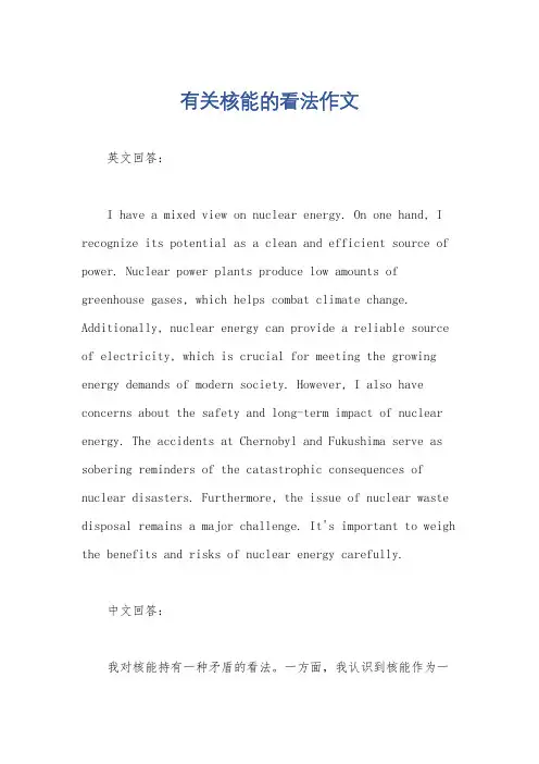 有关核能的看法作文