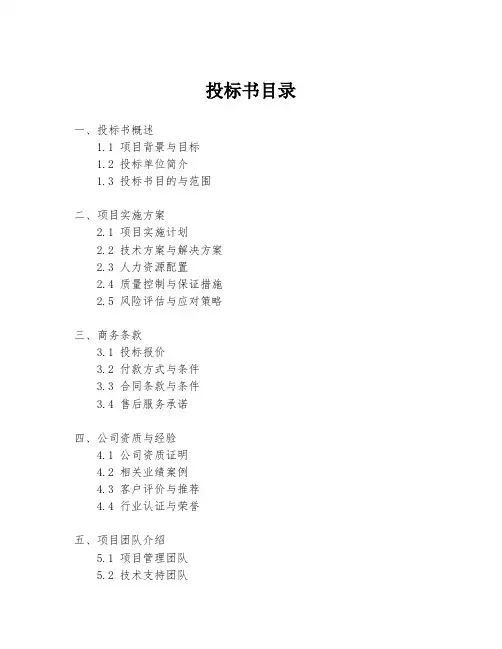 投标书目录