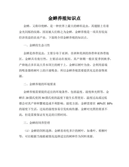 金蝉养殖知识点