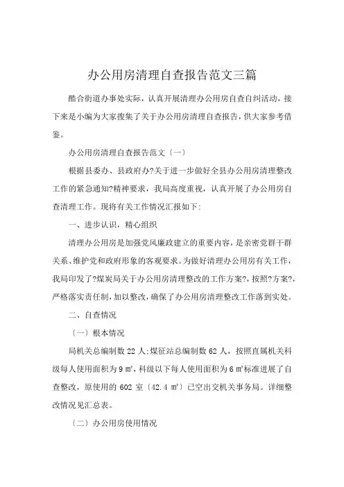 办公用房清理自查报告范文三篇