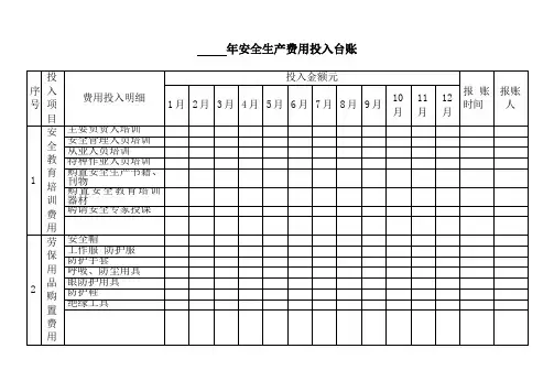 安全生产费用记录台账