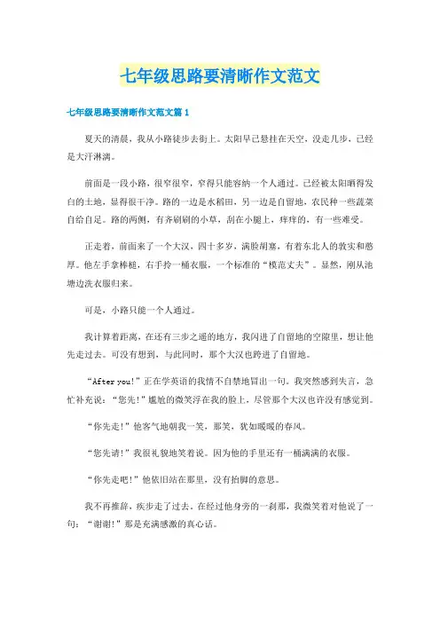 七年级思路要清晰作文范文