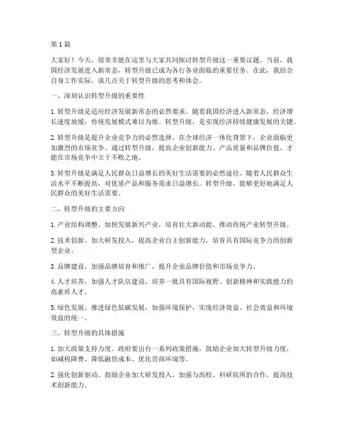 转型升级研讨交流发言稿(3篇)