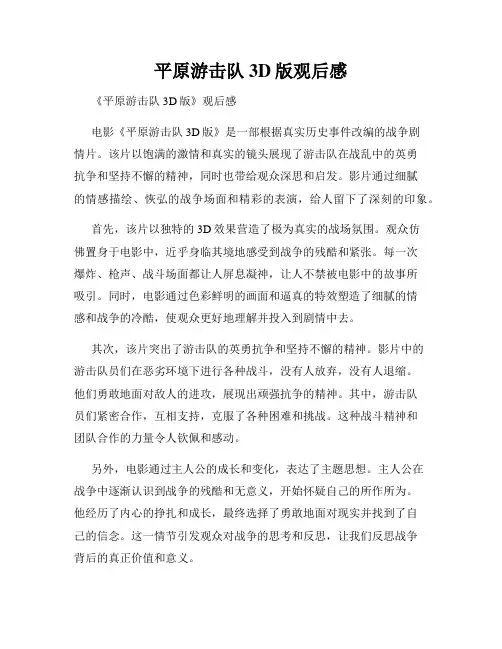 平原游击队3D版观后感