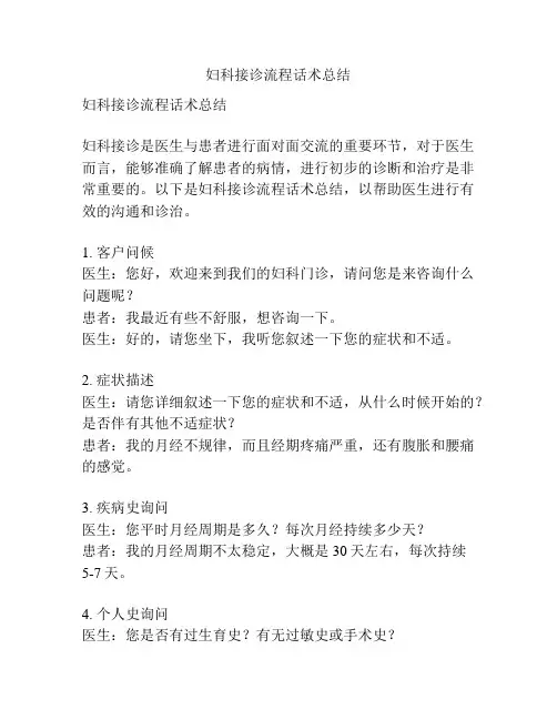 妇科接诊流程话术总结