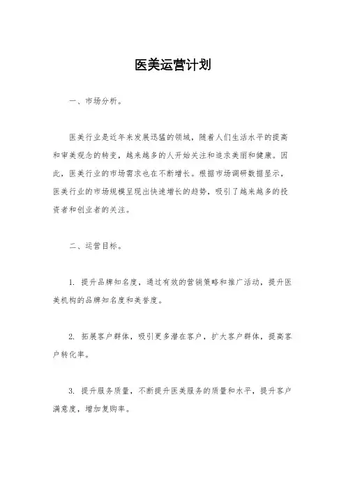 医美运营计划