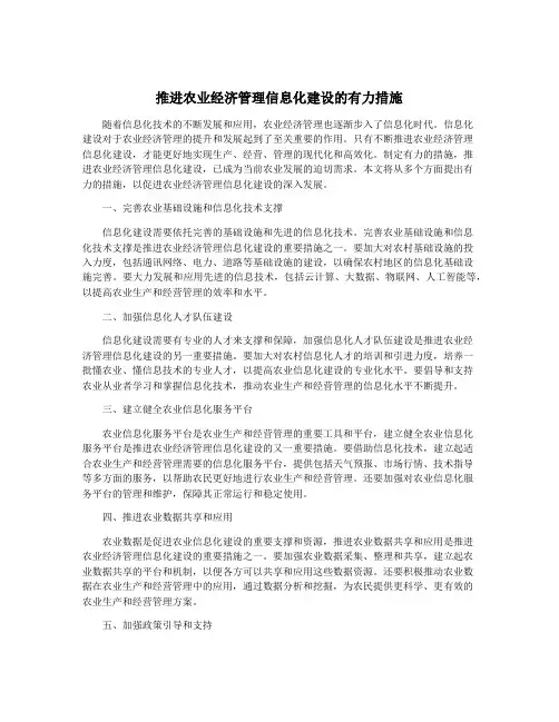 推进农业经济管理信息化建设的有力措施