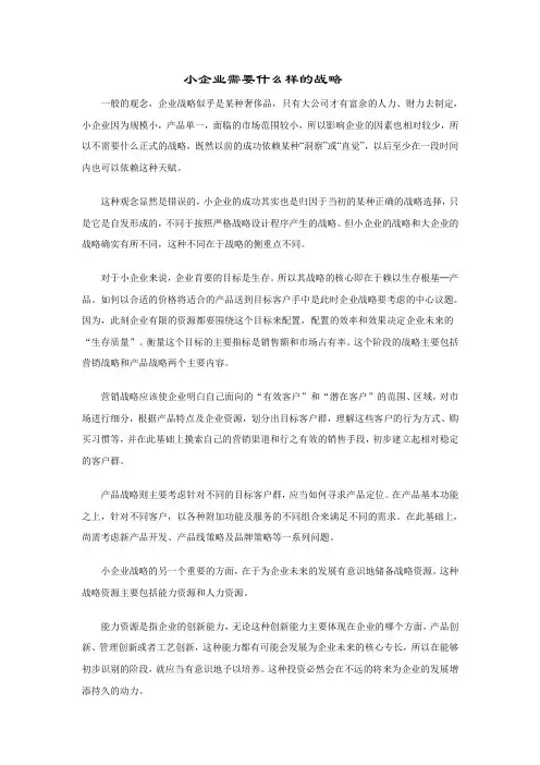 小企业需要什么样的战略