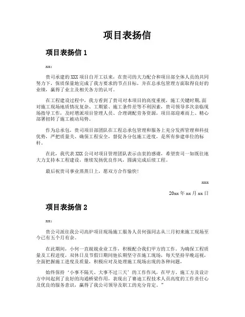 项目表扬信