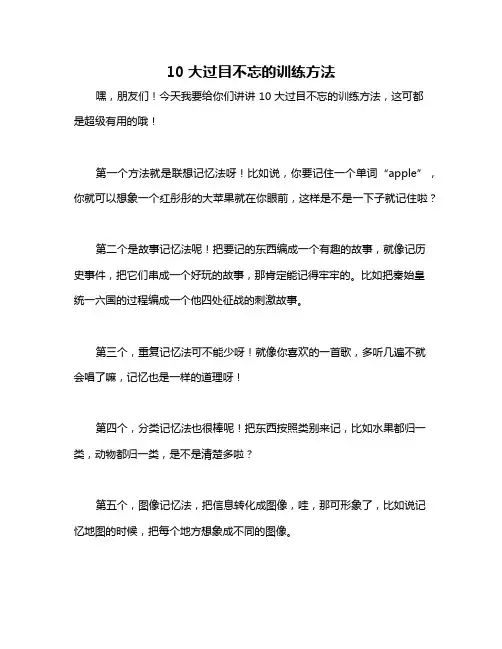 10大过目不忘的训练方法