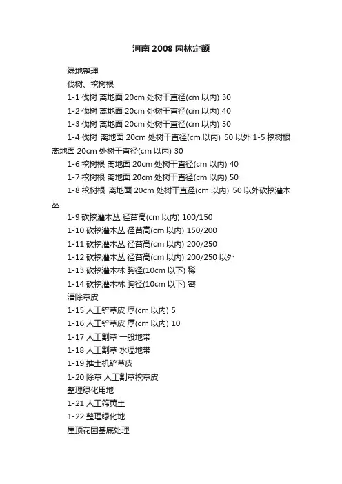河南2008园林定额