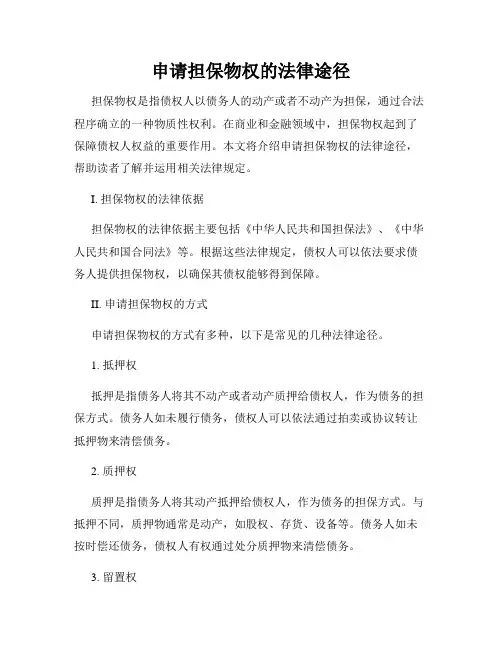 申请担保物权的法律途径