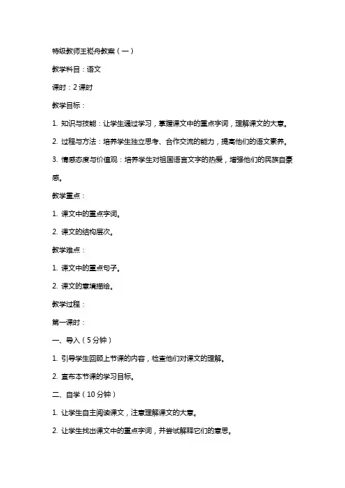 特级教师王崧舟教案