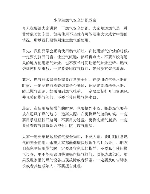 小学生燃气安全知识教案
