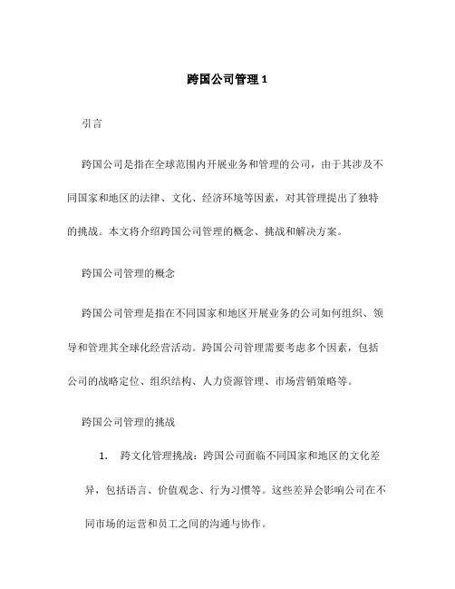 跨国公司管理1