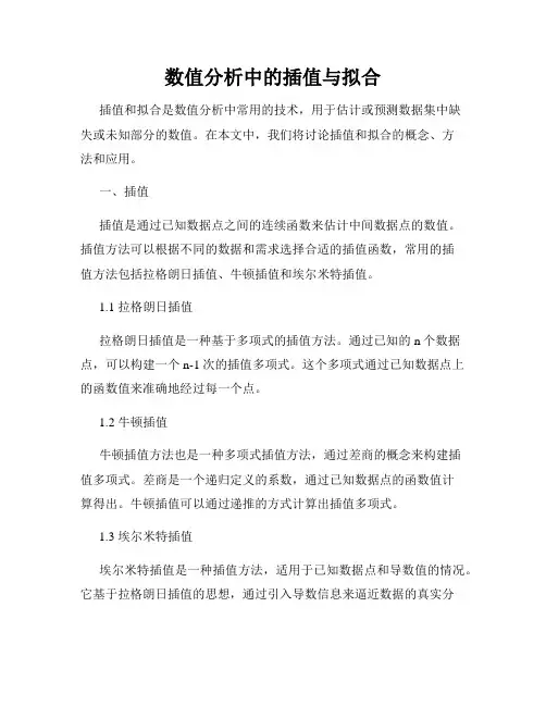 数值分析中的插值与拟合