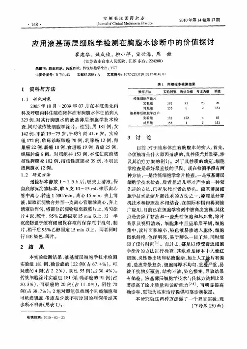 应用液基薄层细胞学检测在胸腹水诊断中的价值探讨