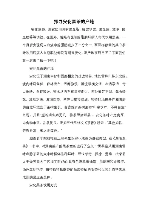 探寻安化黑茶的产地