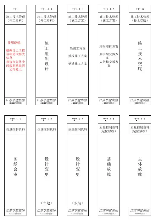 全套建筑施工资料目录文件夹