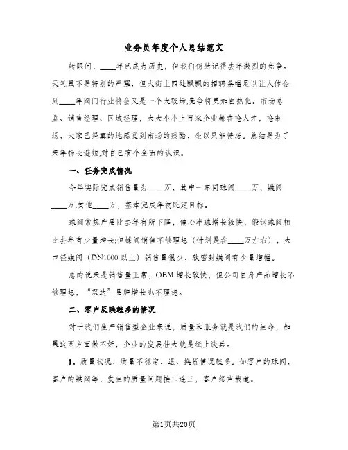 业务员年度个人总结范文(5篇)