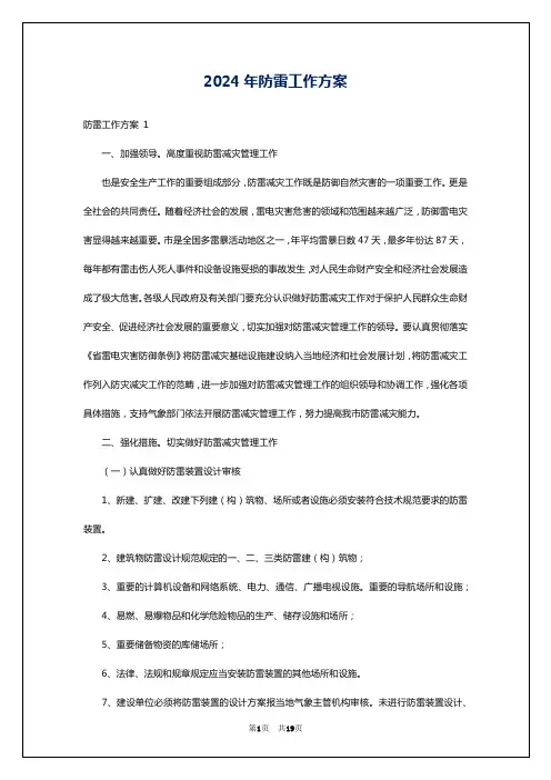 2024年防雷工作方案