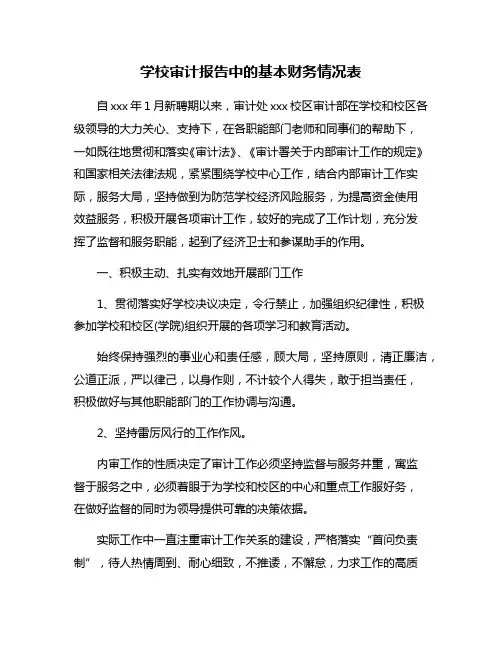 学校审计报告中的基本财务情况表