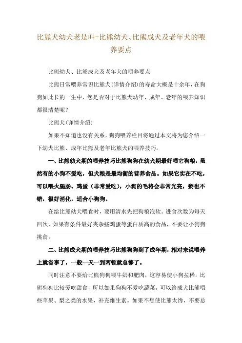 比熊犬幼犬老是叫-比熊幼犬、比熊成犬及老年犬的喂养要点