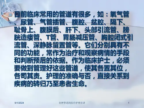 各种管道的医疗护理宣讲课件