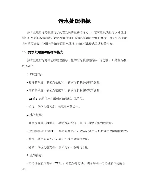污水处理指标