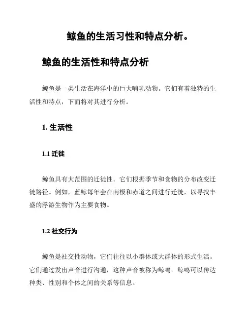 鲸鱼的生活习性和特点分析。