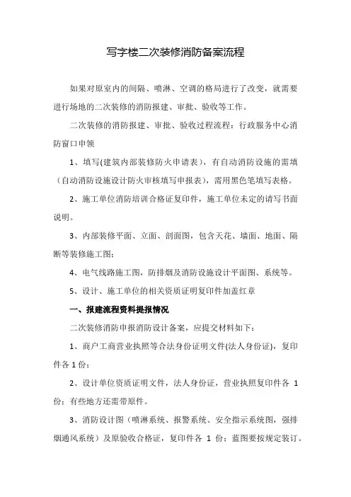 天津写字楼二次装修消防备案流程