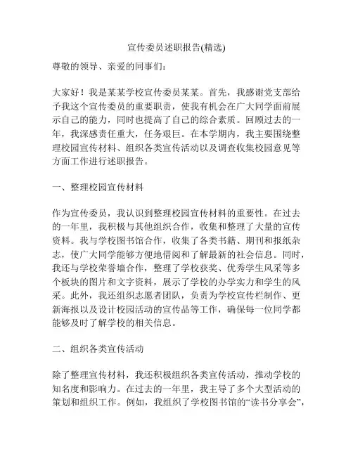 宣传委员述职报告(精选)