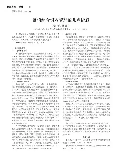 蛋鸡综合饲养管理的几点措施