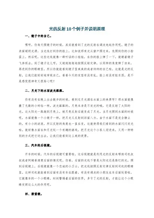 光的反射10个例子并说明原理