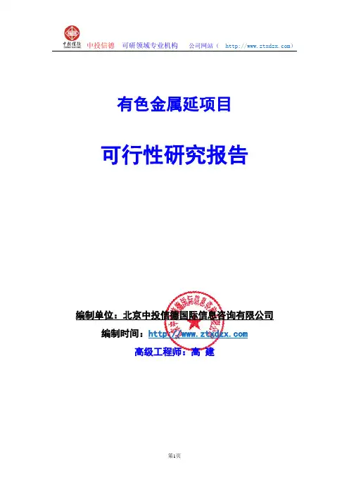 有色金属延项目可行性研究报告编制说明
