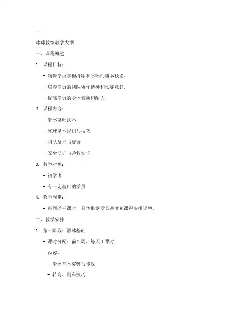 冰球教练教学大纲模板