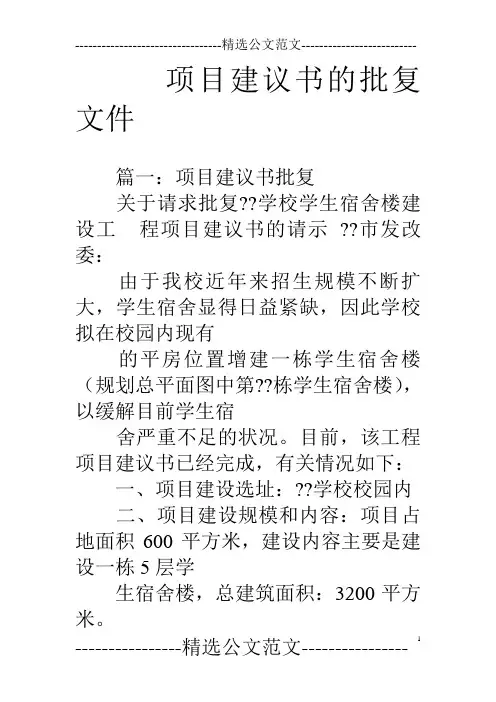 项目建议书的批复文件