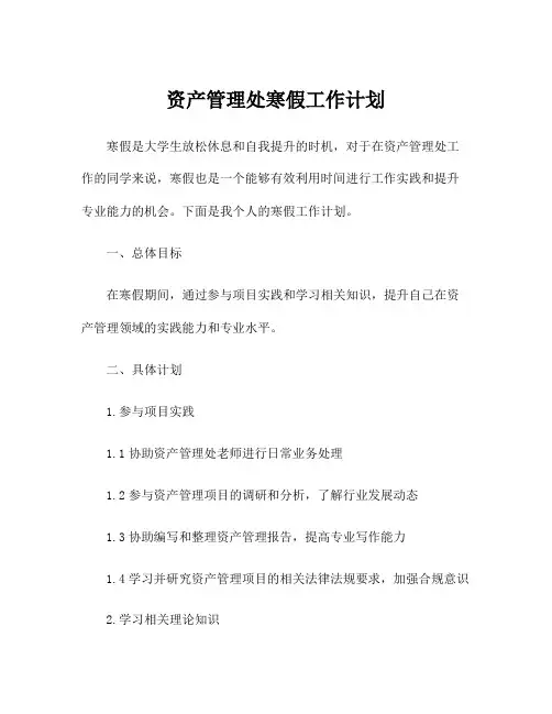 资产管理处寒假工作计划