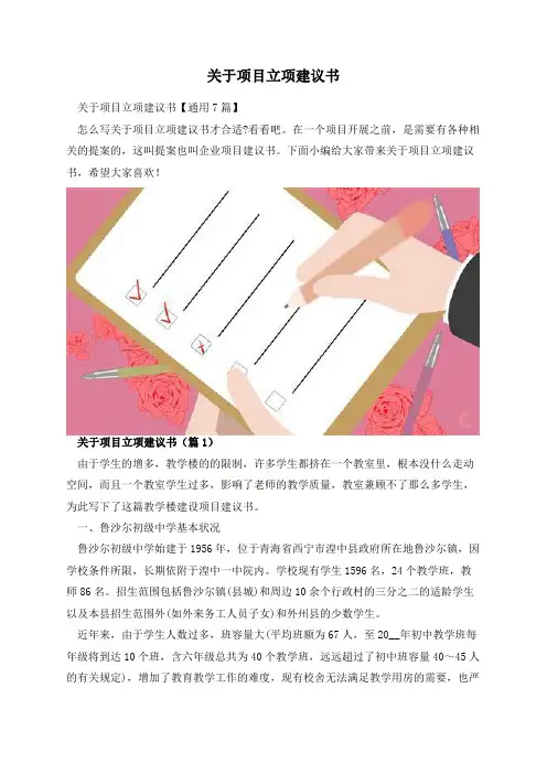 关于项目立项建议书