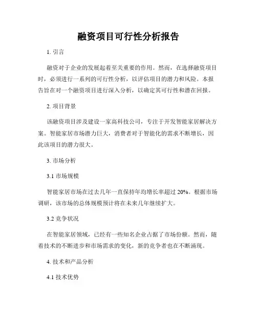 融资项目可行性分析报告