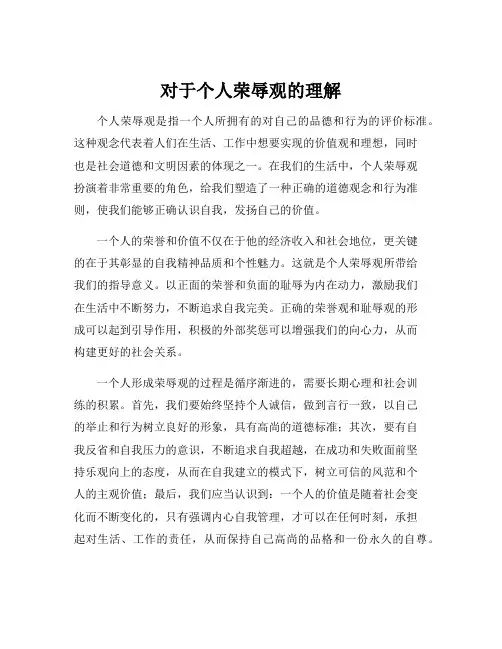 对于个人荣辱观的理解