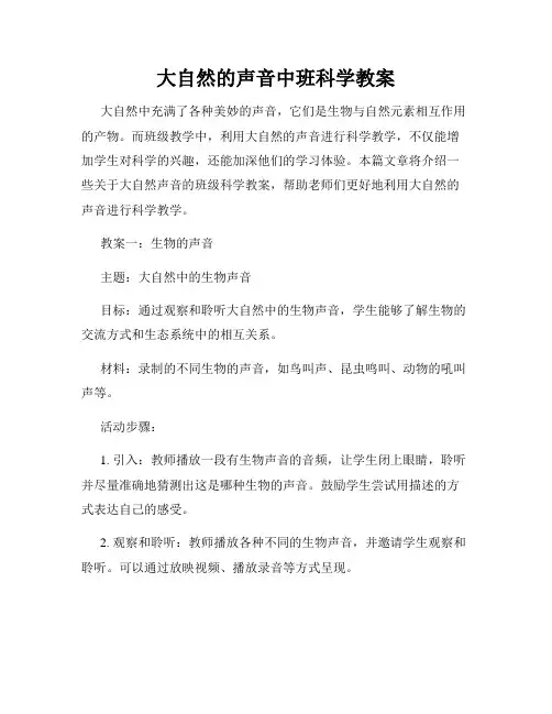 大自然的声音中班科学教案