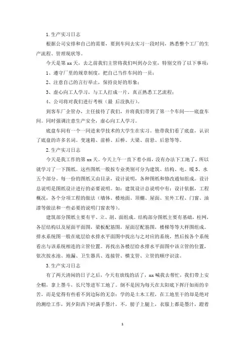 生产实习日志【12篇】(精选)