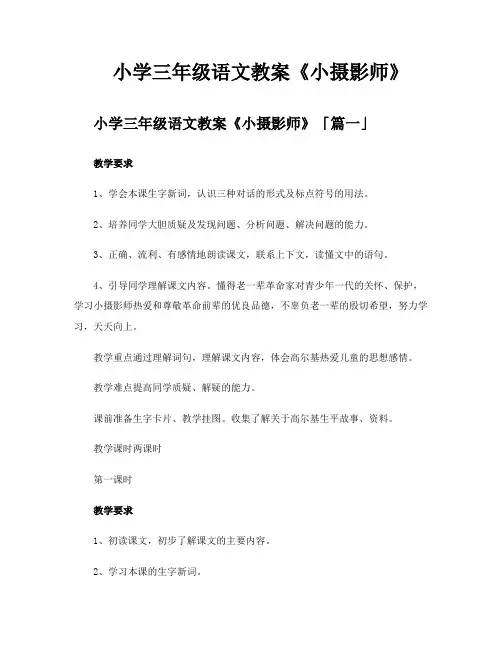 小学三年级语文教案《小摄影师》